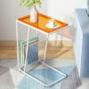 SUNWEIHAOA Small Coffee Table Side Table C Shaped End TableIndustrial Laptop Table for Small Space Living Room Bedroom Easy Assembly Nightstand S