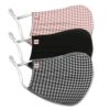 3 PCS Reusable Cloth Face Masks Washable Check Adjustable Cotton Face Cover with 5 Layers by MoMo The Mask People