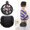 MUXItrade Lazy Drawstring Make up Bag Portable Large Travel Cosmetic Bag Pouch Travel Makeup Pouch Storage Organiser For Women Girl Black