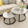 Round Coffee Table Coffee Table Nesting Coffee Table  Marble Accent Table Set of 2 Decorative Round End Tables Nightstands Coffee Side Tables for