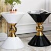 WALNUTA Style living room side tables Gold Teatable sofa Endtable white and black side coffee table Color  A