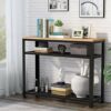 Industrial Console Sofa Table with Storage Shelves 3 Tier EntrywayHallway Table with Metal Frame 39 Inch Long Narrow Foyer Table for Living Room