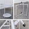 WDBBY Rivet Round Storage Basket Side Table Walnut with Grey Fabric Color  D
