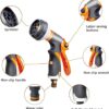 FINFEVER Garden Hose Spray Gun High Pressure Spray Nozzle 8 Adjustable Patterns Hose Pipe Spray Gun with Quick Connect Adapters Faucet Connectors