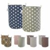 LessMo 2Pcs 19.7" Laundry Hamper, Collapsible Storage Basket With Easy Carry Handles, Waterproof Round Cotton Linen, for Baby Products, Toys, Bed