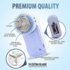 Larger Sized Electric Lint Bobble Remover and Fabric Shaver GC20010 with Free Extra Blade and More Powerful, Multi-Use De Fluffer and De Bobbler