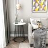 DGHJK Furniture Coffee Table Coffee Table Round Marble Side Table Bedside Table Corner Table Living Room Bedroom Furniture18.5x24.4 color  White