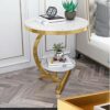 WODMB Marble Sofa Side Table Corner Table Living Room Sofa End Bedside Table Small Round Coffee Table