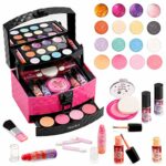 Mathea Kids Makeup Set for Girls 30 Pcs Washable Makeup Toy Set for Age 34567Years with Luxury Diamond Pattern Box Real Cosmetic Beauty Set for K