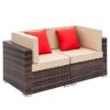Furniture Set Fully Equipped Weaving Rattan Sofa Set with 2pcs Corner Sofas Brown Gradient