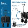 Aunoutism Camping Trolley Collapsible Garden Wagon with Brake Big Wheels Beach Cart Max Capacity 200kg Folding Cart Trolley for Festival Shopping