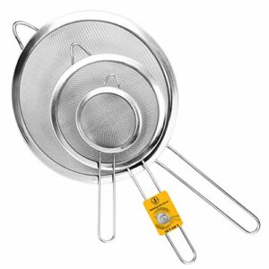 Sieves and Strainers Set - Metal Sieve Stainless Steel, Fine Mesh Strainer | Pack of 3 | Kitchen Sieve Fine Mesh, Sive Cooking, Flour Sieve for B