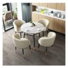 DZFURNIT Office Table and Chair Set Business Coffee Table Table and Chair Combination Restaurant Soild Wooden Round Table 80cm Office Conference