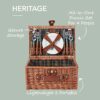 Tower Coast & Country CC879021 Heritage 4 Person Wicker Picnic Basket with Ceramic Plates, Cutlery Sets, Plastic Wine Glasses, Bottle Opener, Bro
