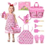 Jardineer Kids Garden Set, Unique Toddler Gardening Set, Metal Kids Gardening Tools, 7Pcs Kids Garden Tools Combo Pack