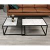 Metal Frame Marble Desktop Living Room Coffee Table Square Height Combination End Table Simple And Retractable WhiteColorWhiteSizeC