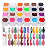 Bestauty Gel Nail Polish Set 24Pcs Nail Polishes for Nail Art Salon DIY Nail Soak Off UV  LED Lamp Nail Polish Solid Glue Extension Gel with 3 Na