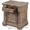 Merax Farmhouse Wood Night Stand with Drawer USB Ports and OutletsBedside End Table for Bedroom Living Room Brown Rubberwood Engineered 1 Set