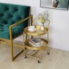 GFHLP Removable Small Coffee Table Round Belt Wheel Sofa Side Light Living Room Corner Bedroom Bedside Creative Table