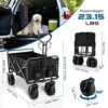 Aunoutism Camping Trolley Collapsible Garden Wagon with Brake Big Wheels Beach Cart Max Capacity 200kg Folding Cart Trolley for Festival Shopping