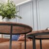 Tok Mark Traders Modern Sleek  Stylish Golden Rattan Side Table Circle Round Table solid Matte Black finish Legs Sofa Side Table Stool Coffee Bes