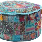 GANESHAM HANDICRAFTS Indian Home Decor Hippie Patchwork Bean Bag Chair Cover Boho Bohemian Hand Embroidered Ethnic Handmade Pouf Ottoman Vintage