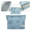 TSHAOUN Travel toiletries Makeup Bag Smile Printing Corduroy Toiletry BagMakeup Organiser Bag Mini Cosmetic Bag for Women Girls Blue