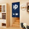 LIGICKY Noren Japanese Style Doorway Curtain Two Cats Bathing in Hot Spring Printed Door Tapestry Room Divider Curtains 33.5 Width x 59 Long Navy
