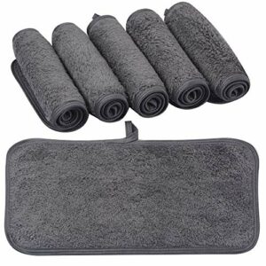 KinHwa 6 Pack Microfibre Face Cleansing Cloth Magic Reusable Makeup Remover Cloth 15x30 cm Ultra Soft Washcloths for Eye Face Darkgrey
