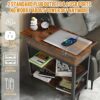 ORGXpert Lift Top End Table with Charging Station Mobilizable Narrow Side Table with Storage Shelf and USB Ports  Power Outlets Vintage Nightstan