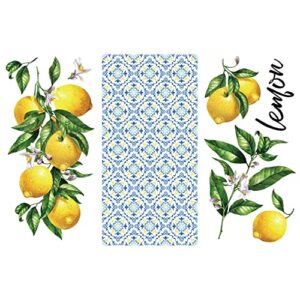 GLOBLELAND 3Pcs Lemon Theme Decor Transfers 6x12 inch Furniture Transfer Stickers Leaves Wall Art Decals for Bedroom Living Room Desk Table Decor