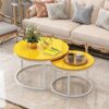 Modern Round Tempered Glass Nesting Tables Metal Frame Coffee Tables Living Room Table Sets Furniture