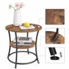 Bedside  2Tier End Table  Nightstand  Industrial Telephone Table  Bedside Table with Storage Shelf  Side Table Living Room Bedroom Office 40X40X6