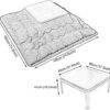 Kotatsu Table with Heater and Blanket Japanese Comforter Tatami Futon Coffee Tea Table Wood Square Large for Living Room Blue