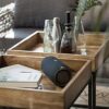 Round Coffee Table Coffee Table Rustic Wood Square Coffee Table for Living Room Side Table with Strong Metal Frame for Living Room Dining Room Co