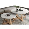 Table XIAOYAN Set of 2 Coffee Wooden Round Multifunction for Living Room Small Unit  White
