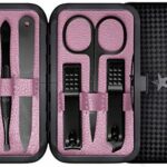 Manicure Sets 7Pcs for Men  Women Fashion Professional Stainless Steel Nail Clippers Pedicure Kit Grooming Tools by RK Beauty PINK