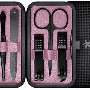 Manicure Sets 7Pcs for Men  Women Fashion Professional Stainless Steel Nail Clippers Pedicure Kit Grooming Tools by RK Beauty PINK