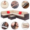 guog Weaving Rattan Sofa Set With 2pcs Corner Sofas 4pcs Single Sofas 1 Pcs Coffee Table Black Embossed  Woven Rattan