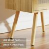 SUPERJARE Nightstand with Charging Station  RattanLike Decor Drawer Rattan End Table with Solid Wood Feet Bed Side Table with Open Storage for Be