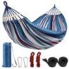 Outdoor Double Hammock, 2 Person Cotton Canvas Hammock 260*150cm,Up to 300KG Portable Hammock with with Carrying Bag Tree Straps & Ropes,Perfect