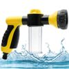 Garden Hose Spray Gun, Adjustable Foam Spray Gun with Soap Dispenser, 8 Patterns High-Pressure Sprayer with Reservoir for Lawn/Garden Watering Ca