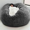 IJNBHU Large Bean Bag ChairGiant FoamFilled Furniture Machine Washable CoversBig Round Soft Fluffy Faux Fur BeanBag Lazy Sofa Bed Cover Giant Fur