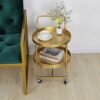 GFHLP Removable Small Coffee Table Round Belt Wheel Sofa Side Light Living Room Corner Bedroom Bedside Creative Table