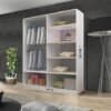 RAC3 Race to Road Stylish Bedroom Sliding Wardrobe with Lamp - Ample Storage Space and Sleek Design comes in White/Grey/Black/Oak and Width 150cm