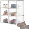 HomeBuddy Shoe Organizer Box - 6 Pack Shoe Box, Stackable Sneaker Storage, Sturdy Shoe Containers with Back Ventilation, Clear Shoe Boxes - Bambo