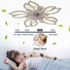 Becailyer 25in Modern Ceiling Fan with Lights, 50W Remote Control Dimming 5-Leaves Shape Led Flush Mount Ceiling Fan Lamp 6 Gear Wind Speed Quiet