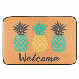 GROBRO7 Pineapple Door Mat Welcome Rug Summer Linen Doormat Rubber Non Slip Reusable Entrance Rug Floor Hawaiian Housewarming Gift Decoration Sup