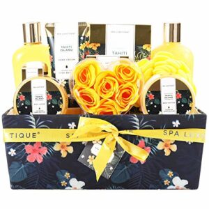 Gifts for WomenSpa Luxetique Spa Gift Set12pcs Tahiti Island Bath Gift Set with Essential OilBody ButterBubble BathBath Set Valentines Day GiftsM