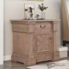 Merax Farmhouse Wood Night Stand with Drawer USB Ports and OutletsBedside End Table for Bedroom Living Room Brown Rubberwood Engineered 1 Set